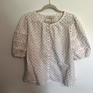 Loft Polka Dot Top with Buttons